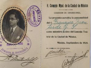 redencial del Consejo Teatral de la Ciudad de México | Septiembre de 1928 | Biblioteca Mexicana de la Fundación Miguel Alemán