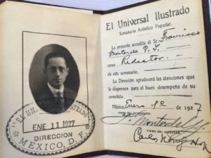 Acreditación como Redactor de El Universal Ilustrado | 1 de enero de 1927 | Biblioteca Mexicana de la Fundación Miguel Alemán