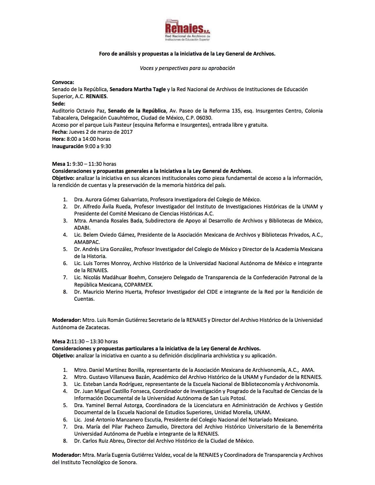 Foro de análisis y propuestas a la iniciativa de la Ley General de Archivos