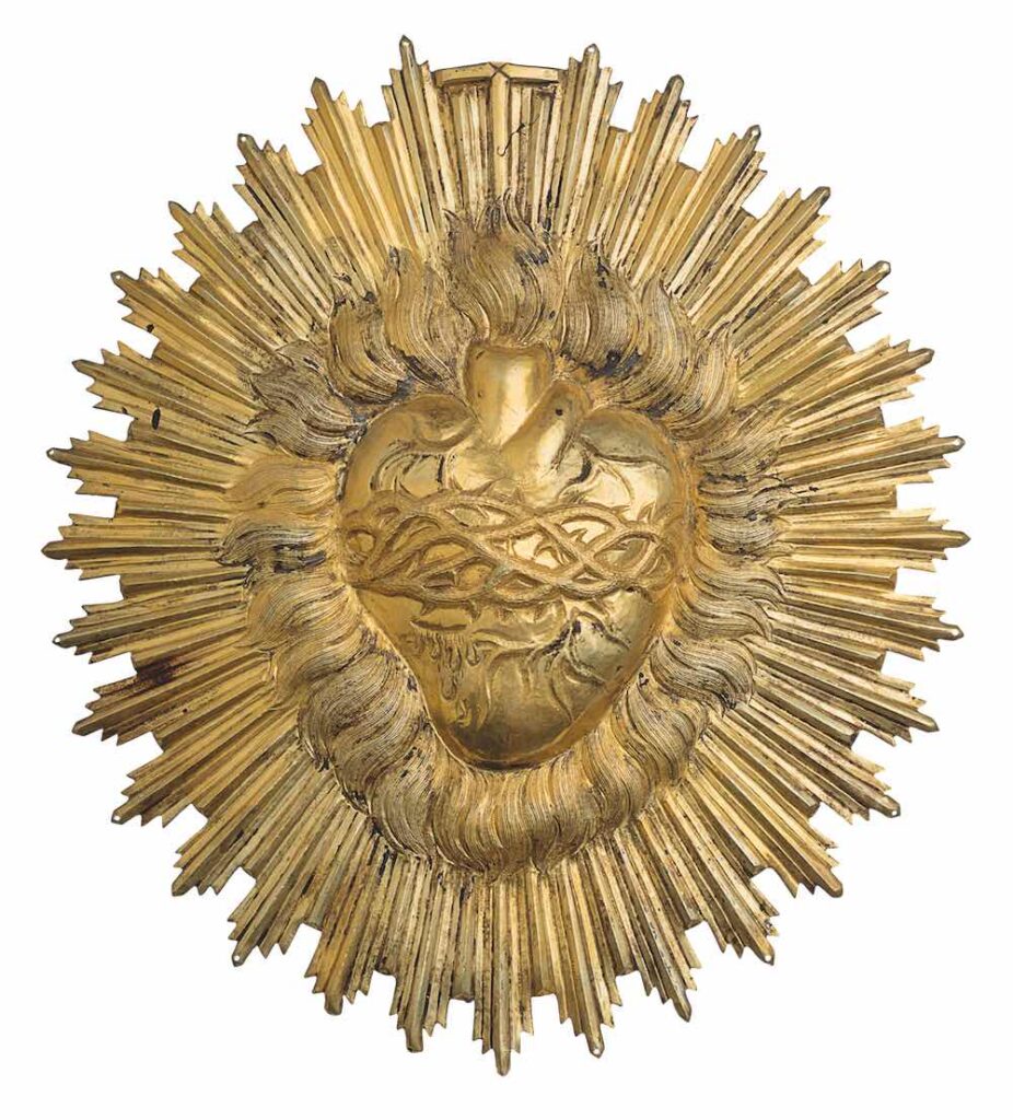 A3272 Sagrado Corazón de Jesús con corona de espinas flamas y cruz